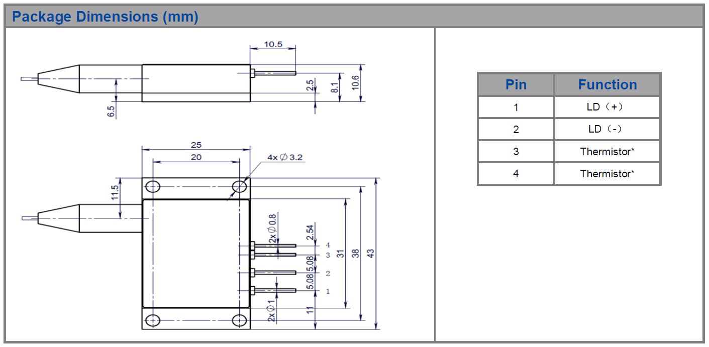 K808DAHFN-25.00W Multi-Single Emitter, 808nm, 25W Fiber Coupled Diode Laser